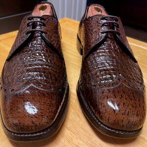 Vintage ALLEN EDMONDS Nassau Sharkskin Wingtip Full Brogue Derby Shoes 12 D